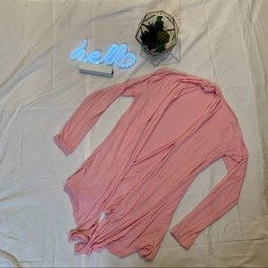 Cozy Open Front Pastel Pink Cardigan